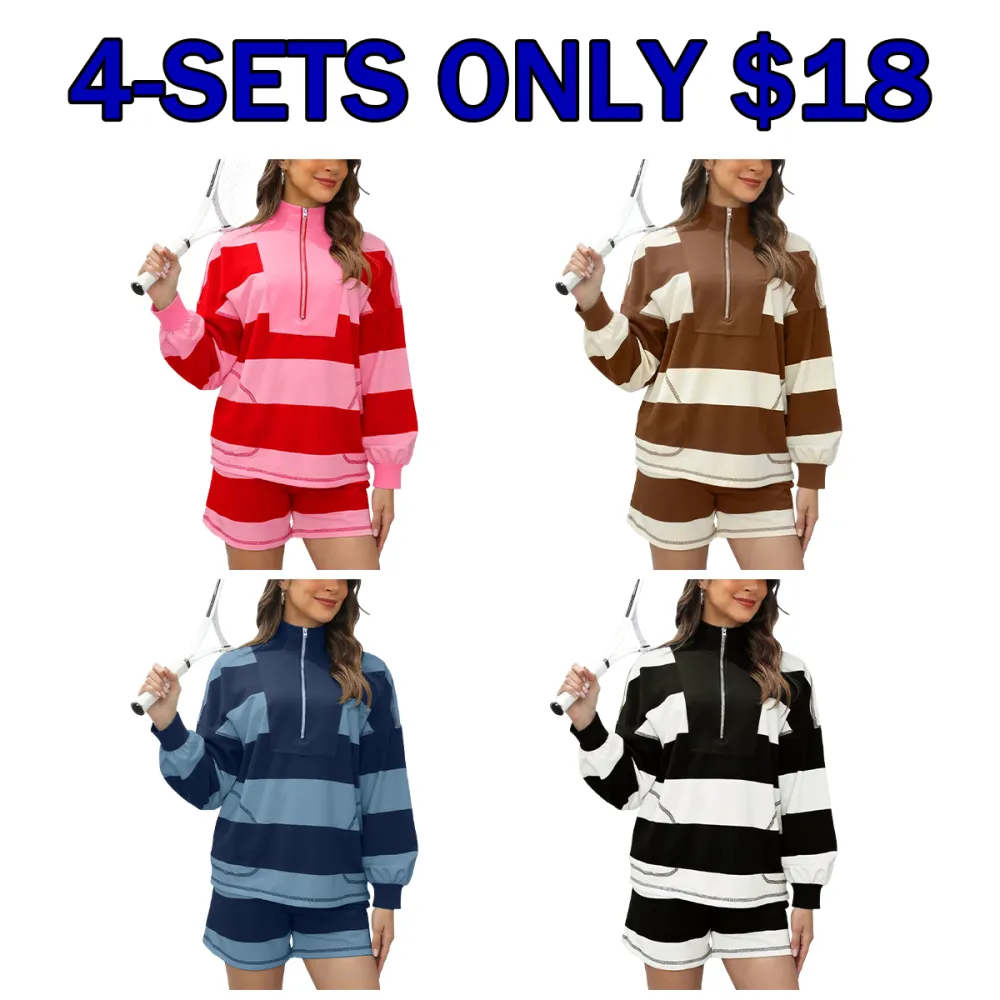 Women's Casual Striped Long-Sleeve Suit