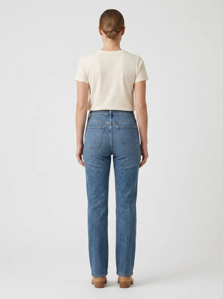 Simple High-Rise Straight-Leg Denim Jeans