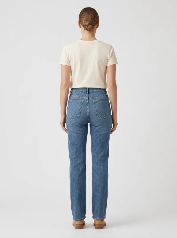 Simple High-Rise Straight-Leg Denim Jeans