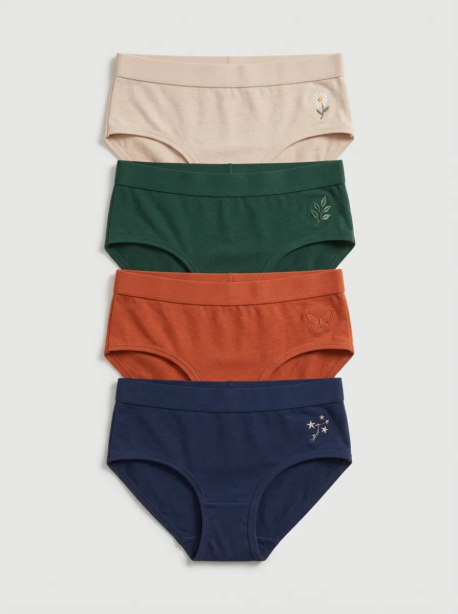 Women's Earth-Tone Side Motif Briefs Four Pack