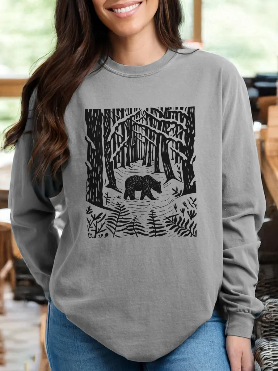 Forest Bear Print T-Shirt