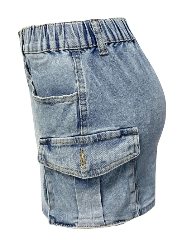 Denim Cotton Blend Skirt