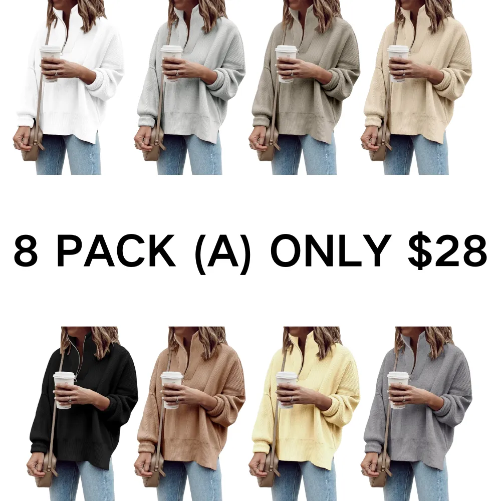 Womens Tunic Sweater Fall Long Sleeve 1/4 Zip Pullover Sweaters