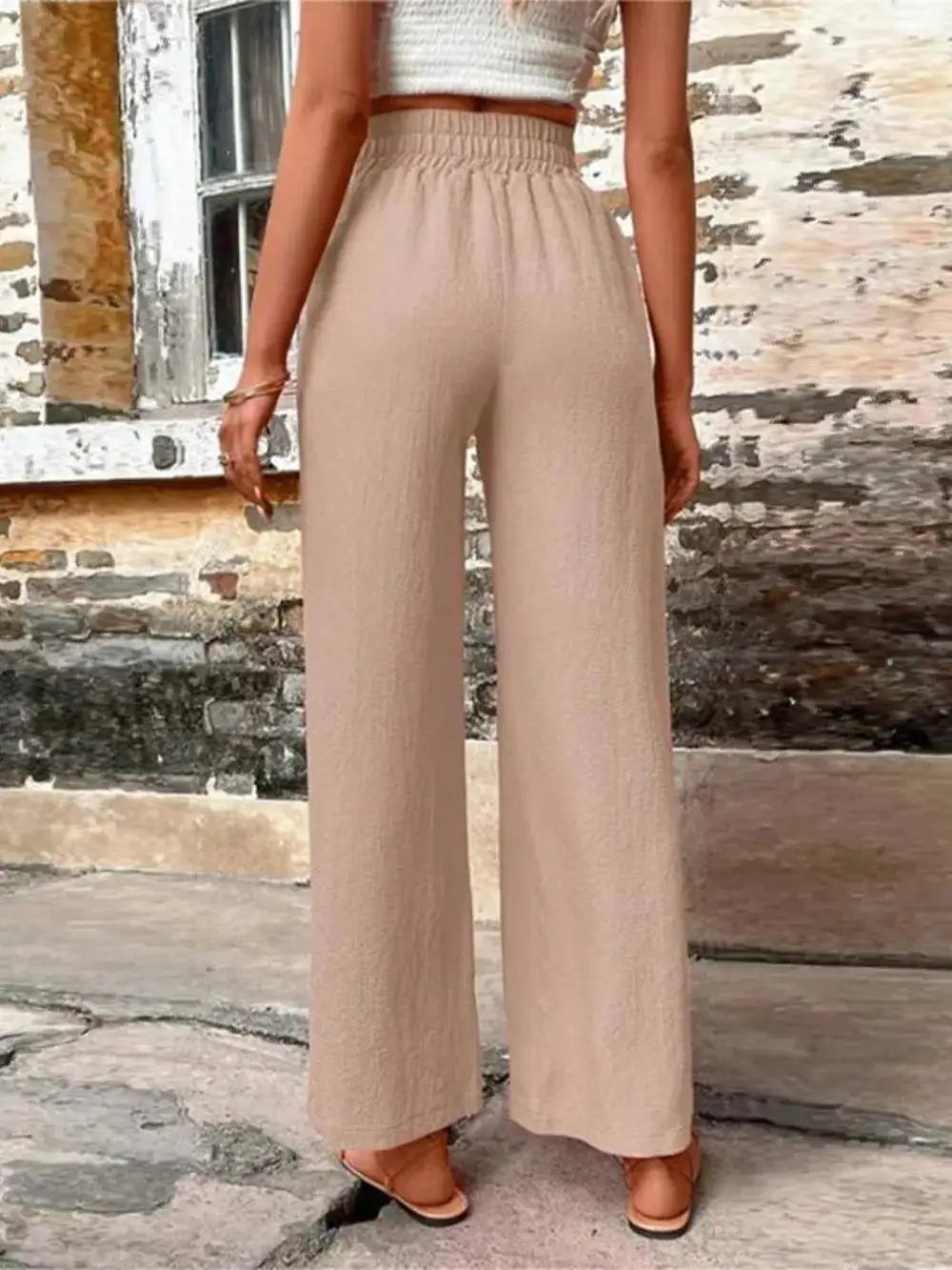 Lightweight Tie Waist Tie Detail Pants