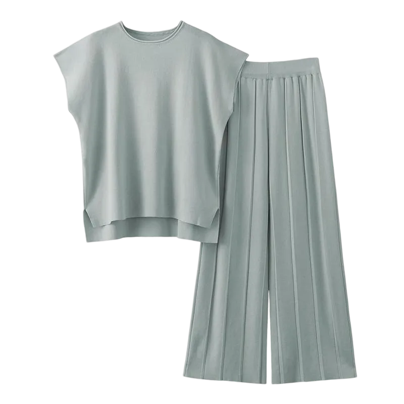 6PACK/9PACK-Knit Pullover Tops High Waisted Pants Outfits