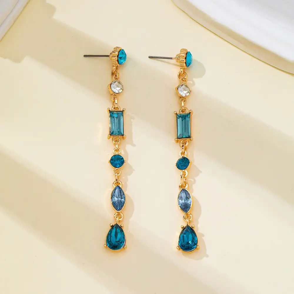 Aquamarine Geometric Crystal Linear Drop