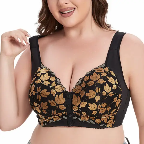 Lace Front Buckle Wireless Bra