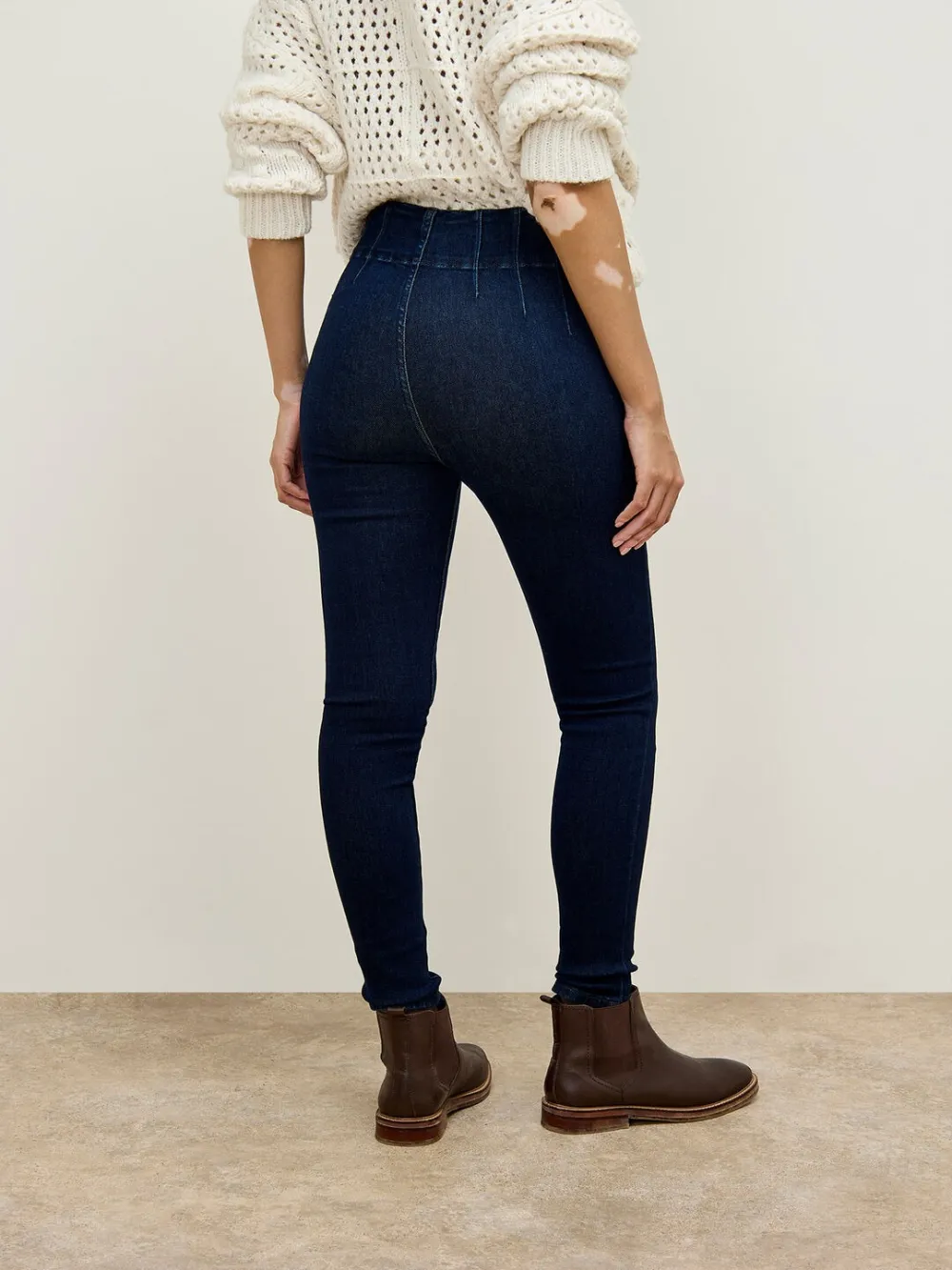 Double Buckle High-Waist Skinny Jeans