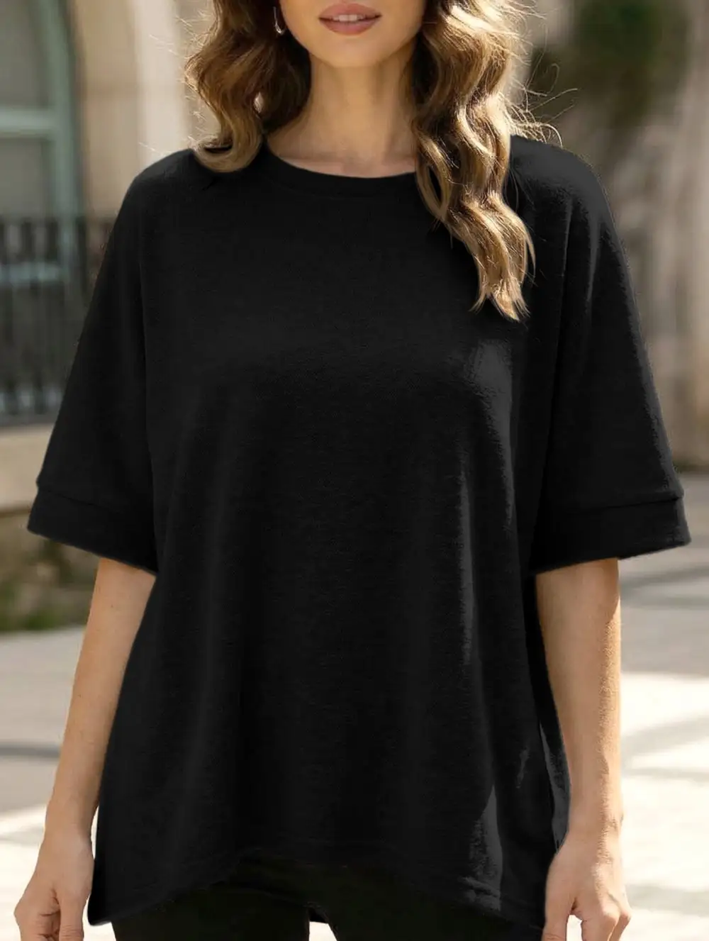 Oversized Knit Crew Neck Tee