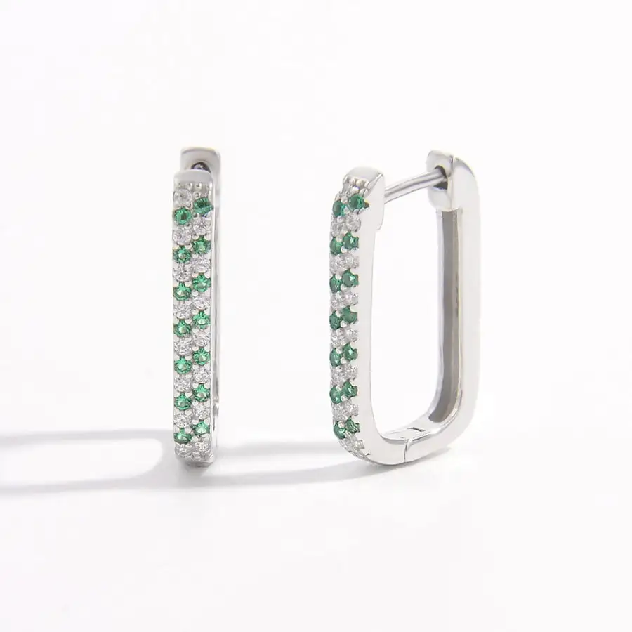 Everyday Sterling Silver Inlaid Zircon Earrings
