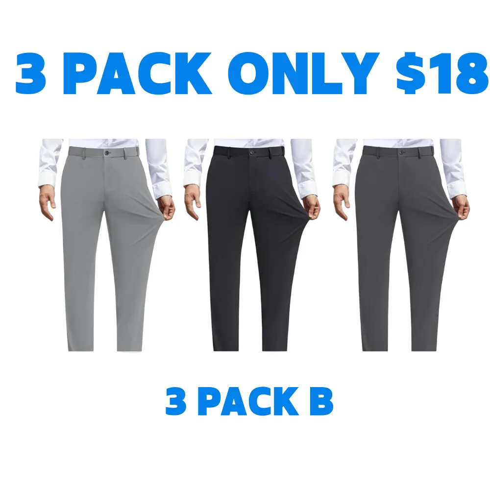 🔥 Black Friday Deal: Men's Stretch Dress Pants 👖 No Iron + Expandable Waist | Golf/Business Casual