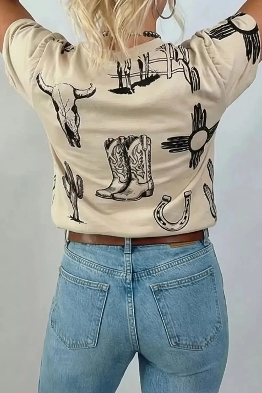 Western Print Short Sleeve T-Shirt