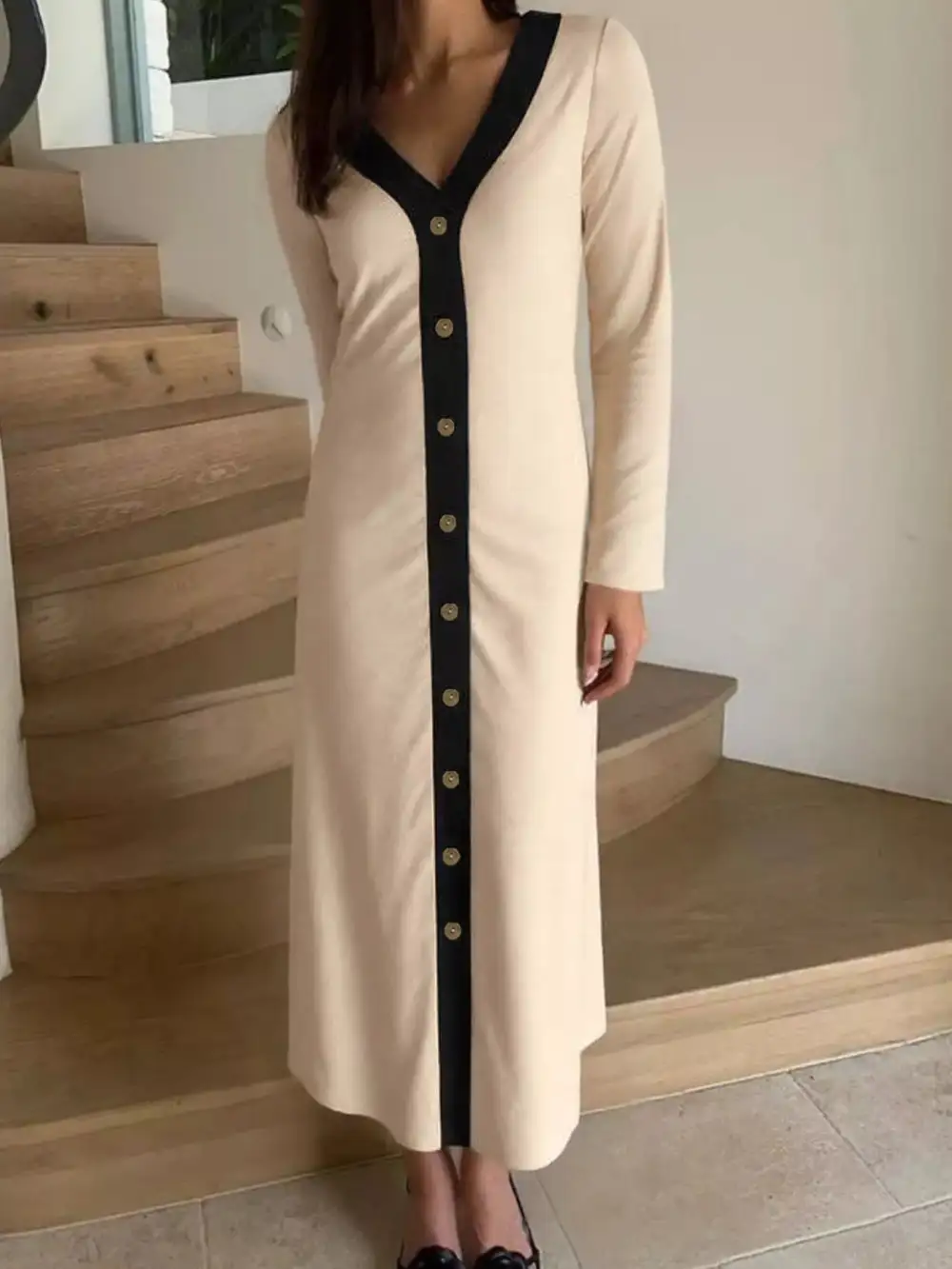 Finish Button Front Midi Dress