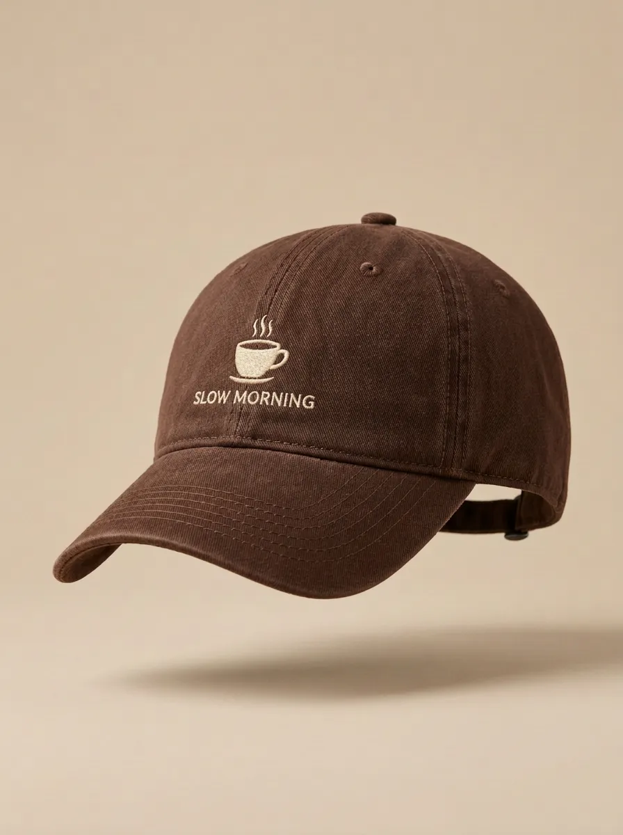 Contemporary Coffee-Lover Slow-Morning Embroidered Unisex Baseball Cap