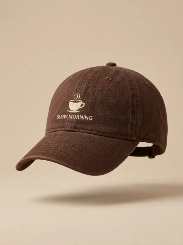 Contemporary Coffee-Lover Slow-Morning Embroidered Unisex Baseball Cap
