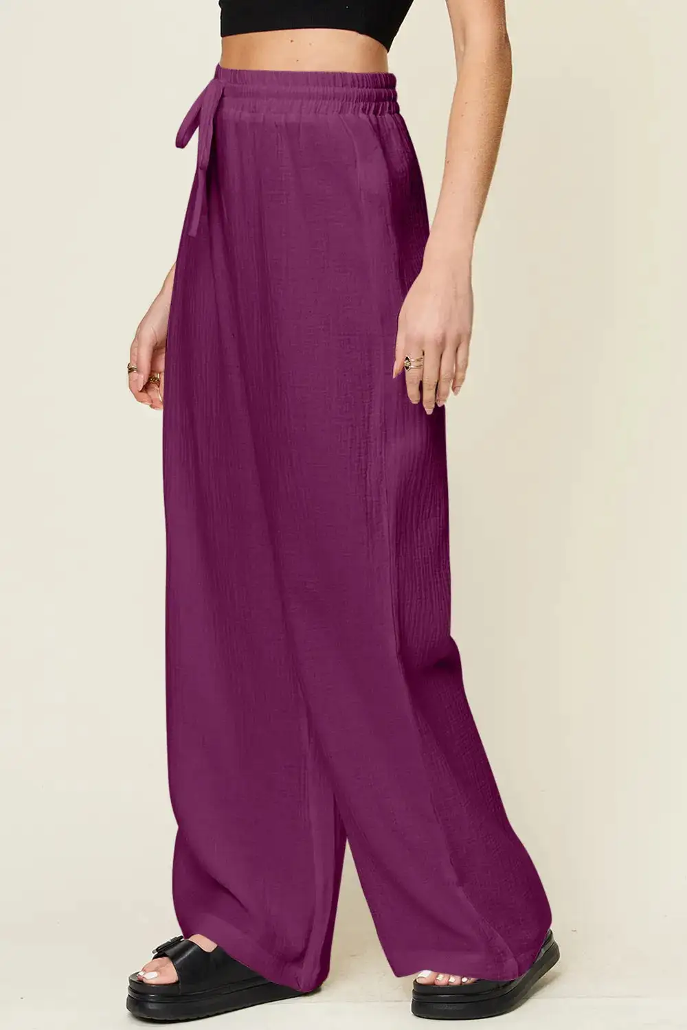 Tailored Wide Leg Drawstring Pants