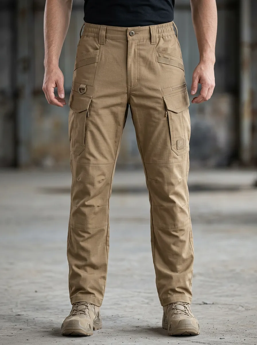Men's Tactical Outdoor Multi-Pocket Khaki Cargo Pants