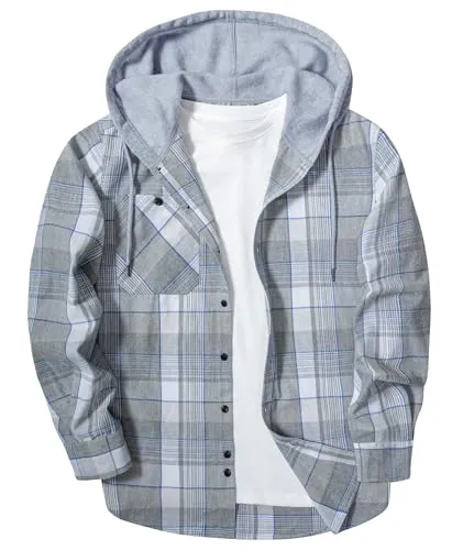 Men Plaid Long Sleeve Flannel Jacket