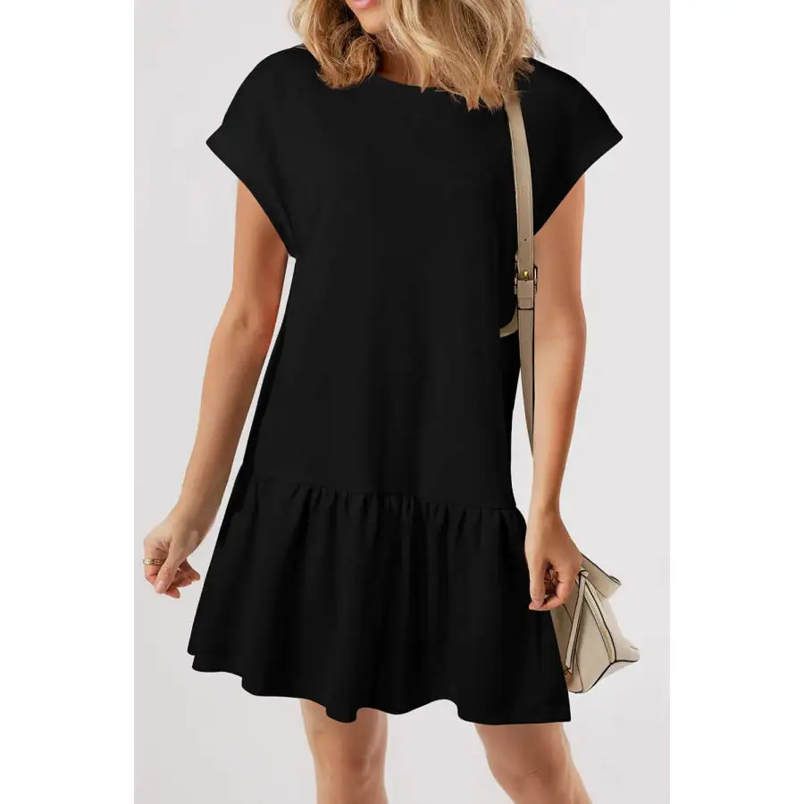Simple Everyday Round Neck Short Sleeve Mini Dress