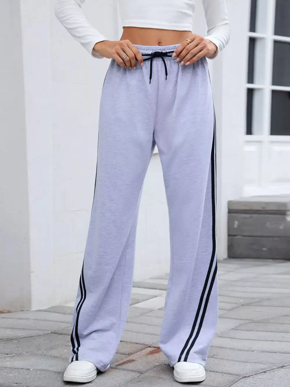Side Striped Wide Leg Pants