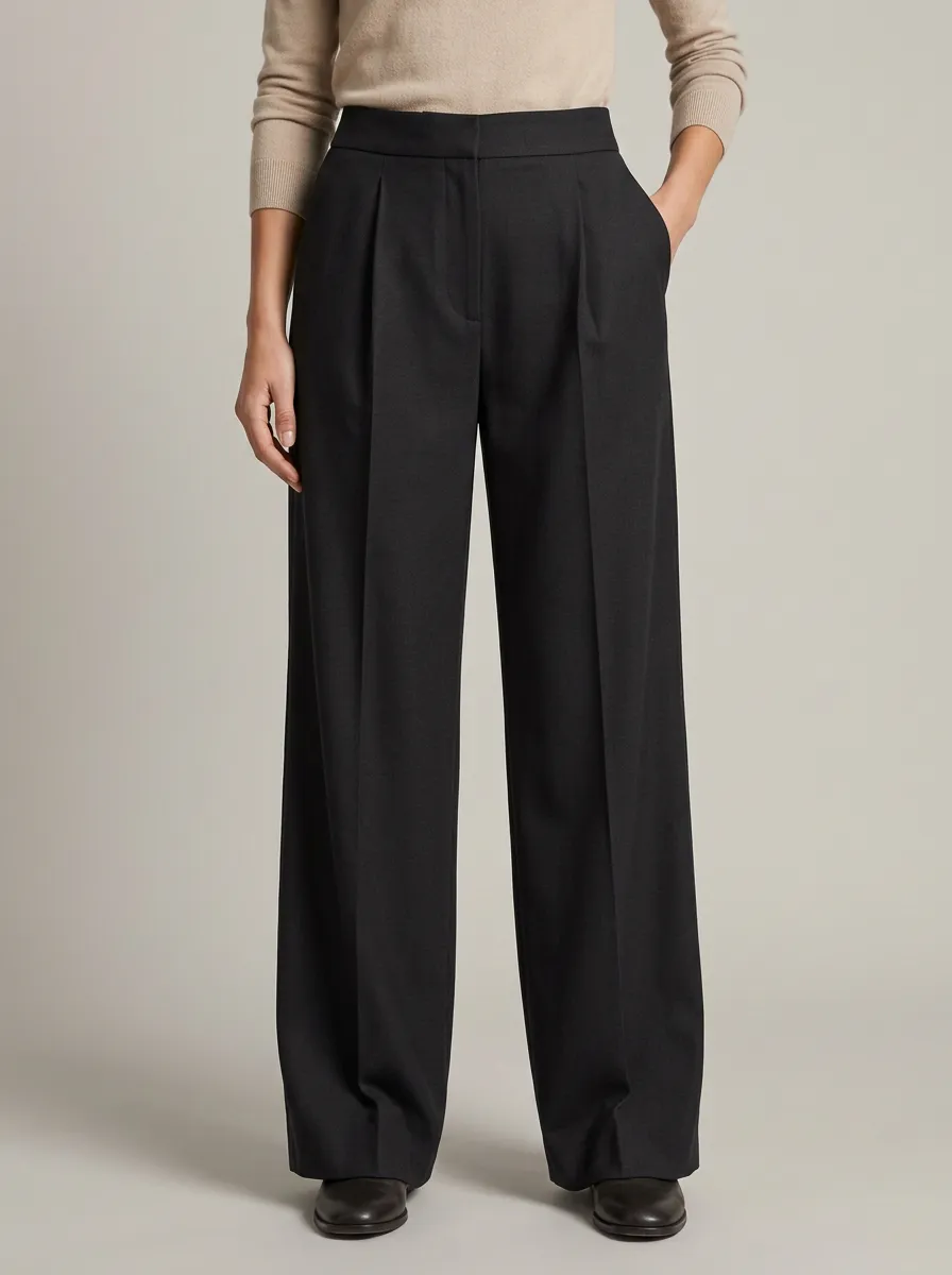 Tailored Shape Pleated Wide-Leg Trousers
