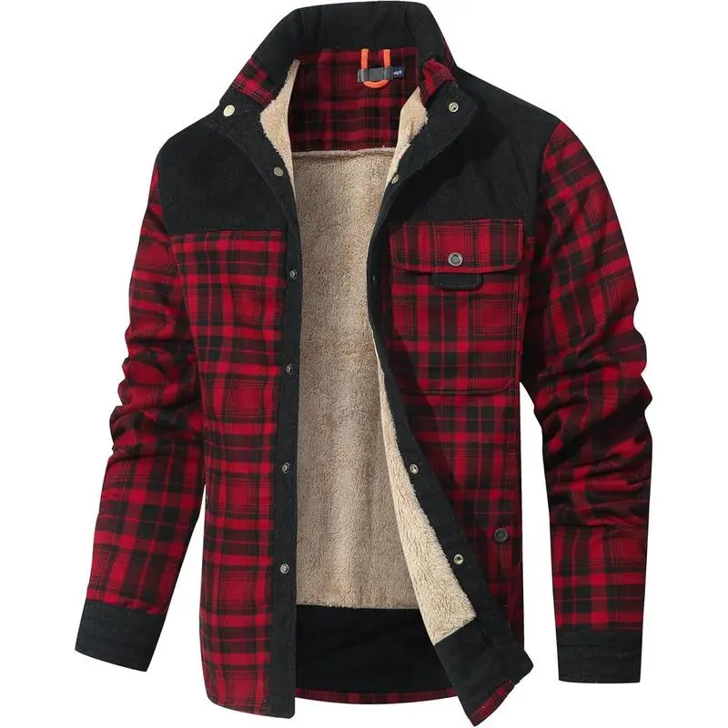 Men's Plaid Flannel Autumn and Winter Warm Jacket