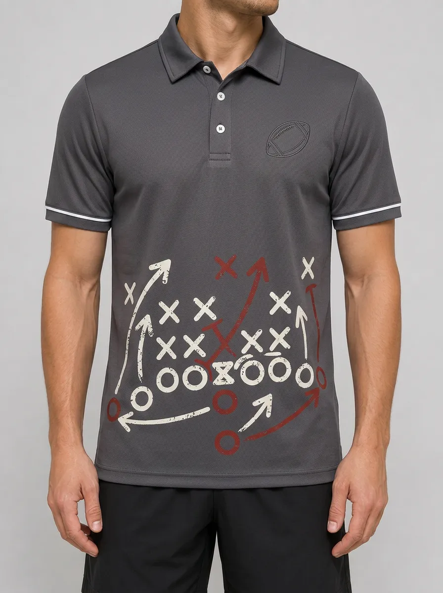 Men's American Football Playbook Printed Polo Shirt