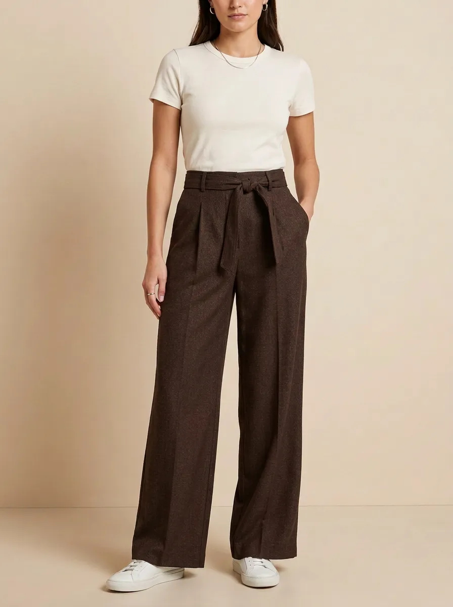 Textured Wide-Leg Women's Wide-Leg Pants