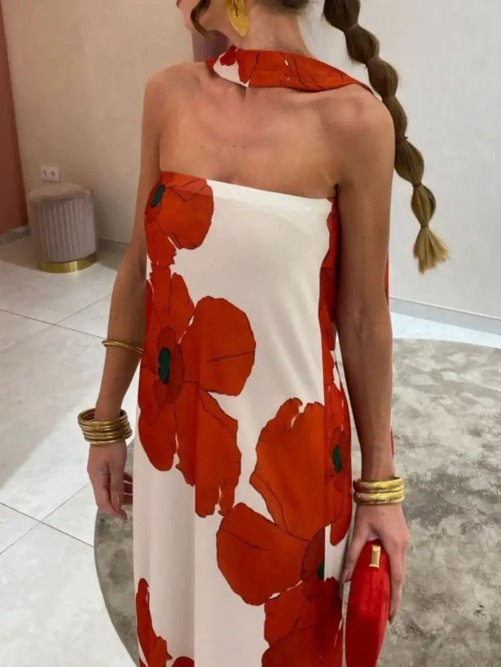 Smooth Finish Printed Maxi Dress