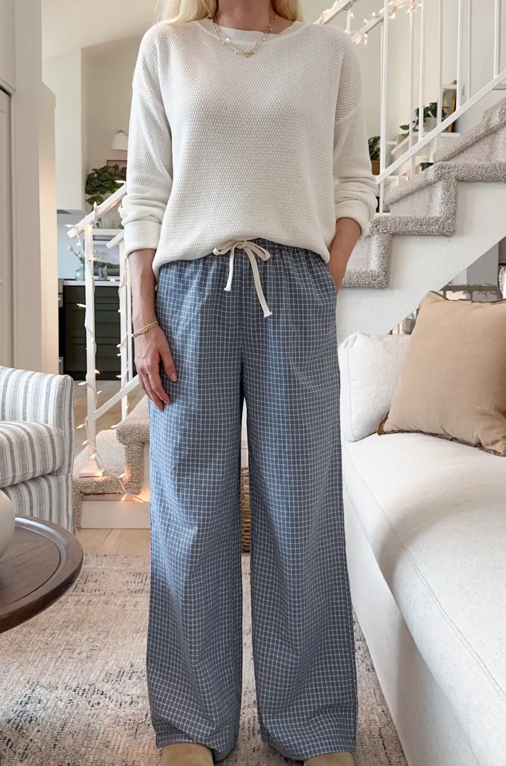 Clean Cut Checkered Drawstring Pants