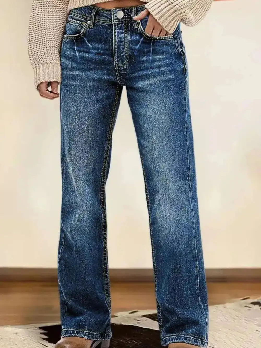 Straight Leg Denim Jeans