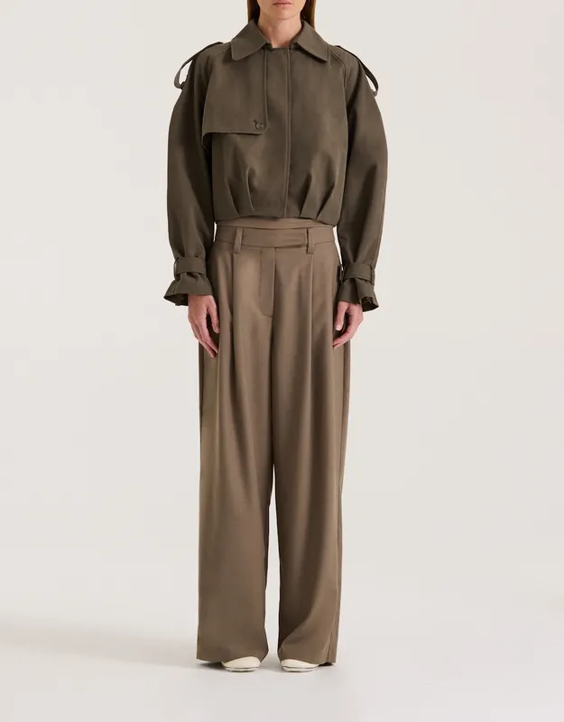 Cropped Cotton Trench Jacket