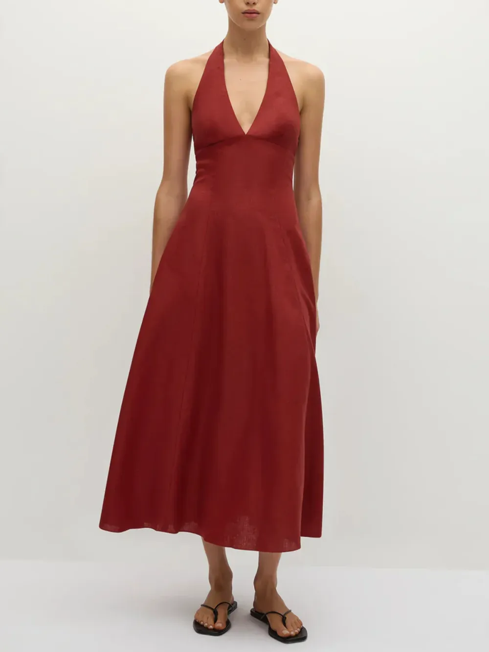 Casual Style Midi Dress Red