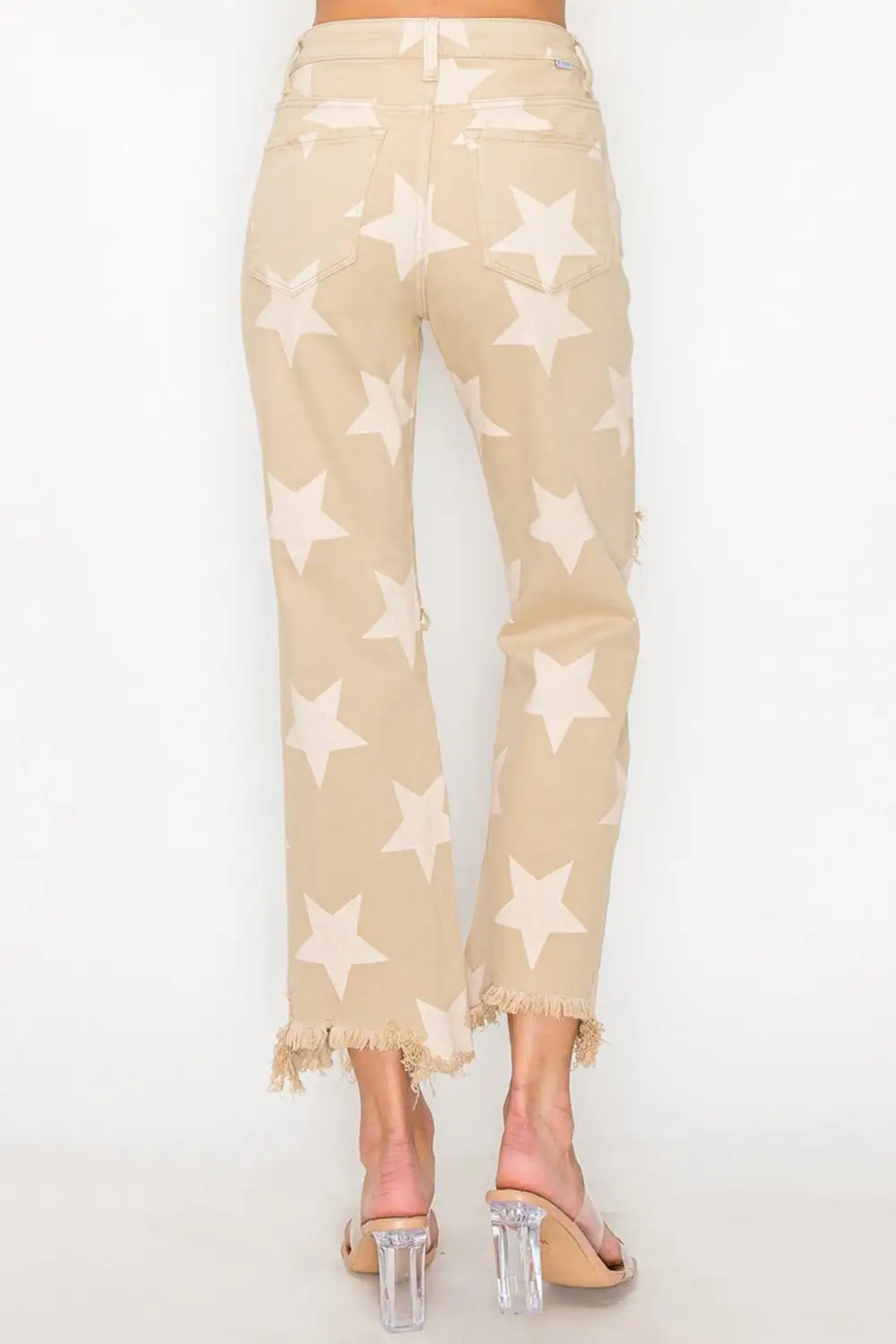 Easy High Waist Frayed Hem Denim Jeans