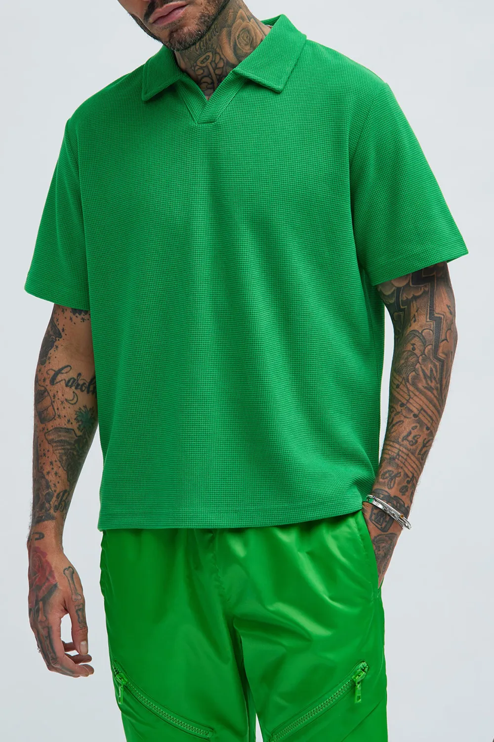 Casual Style Textured Polo Tops