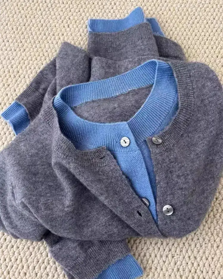 Cashmere Button-Front Round-Neck Relaxed-Fit Cardigan