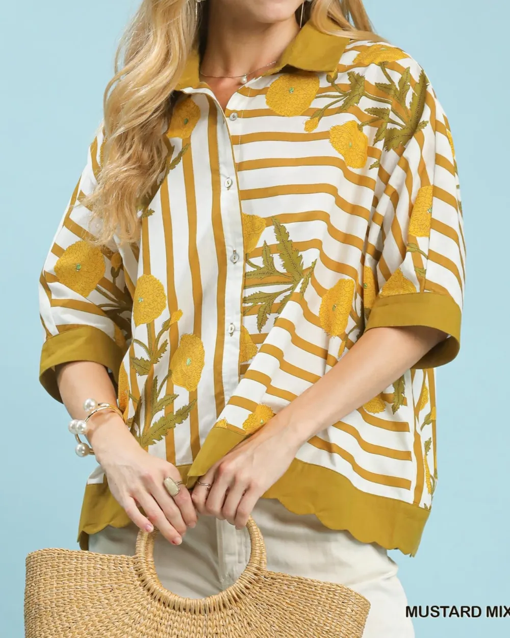 Classic Mix Stripe Button Down Top
