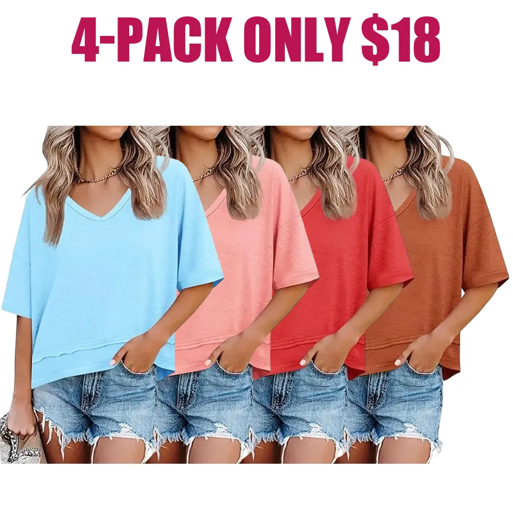 🔥Hot Sale💥-Women's Summer V-Neck T-Shirt🔥16-Pack - All Colors Included