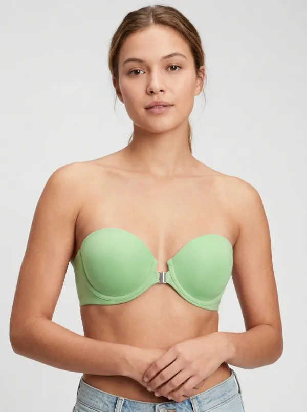 Women's Metal-Clasp Form-Fitting Front-Closure Strapless Bra