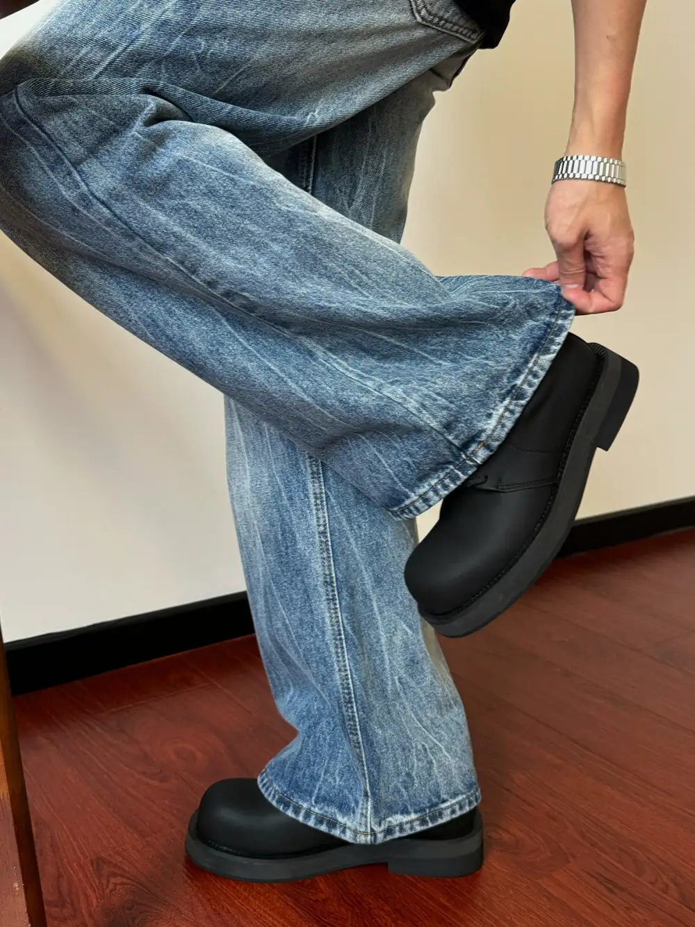 Washed Faded Flare Jeans