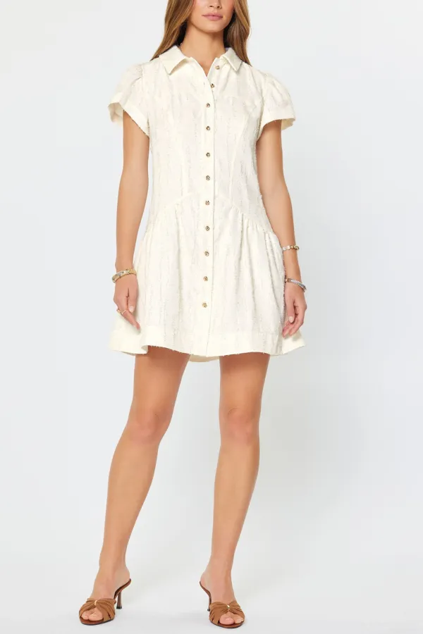 Textured Button Down Mini Dress