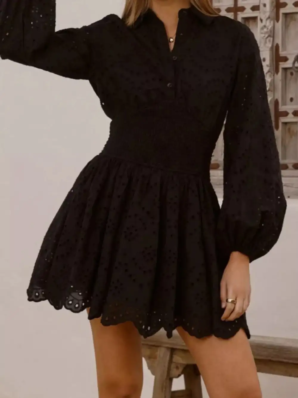 Eyelet Mini Dress