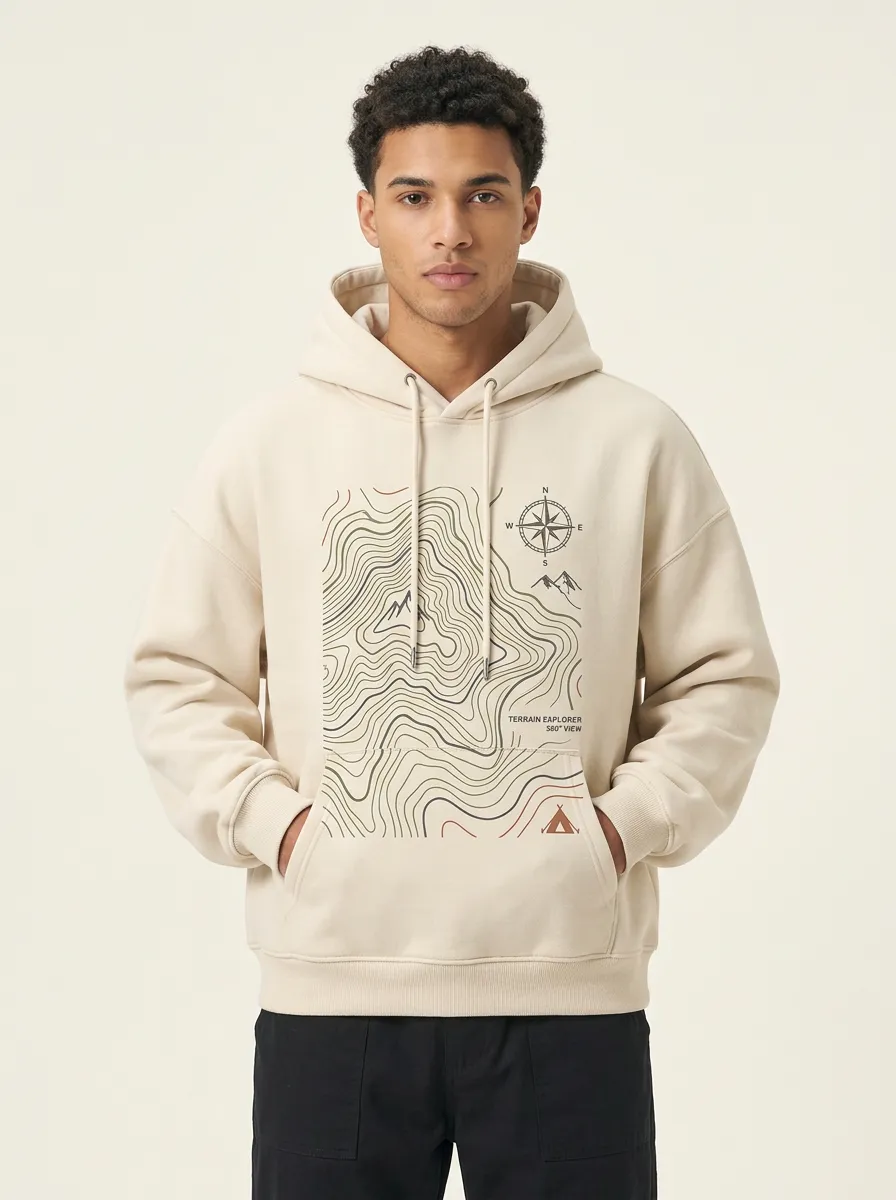 Men's Hiking Explorer Topographic Graphic Hoodie