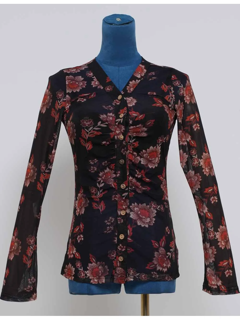 Boho Sheer V Neck Long Sleeves Blouse