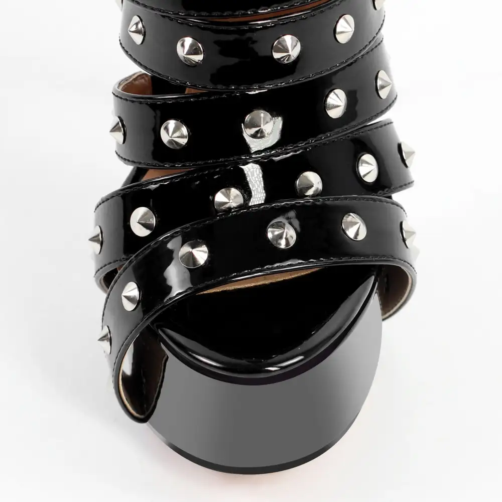 Platform Rivet Strap Stiletto Sandals