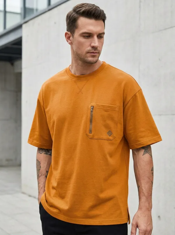 Practical Zipper Pocket Daily Wear Men's Cargo Pocket T-Shirt