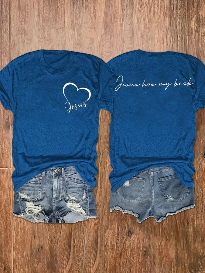 Women's Jesus has my back print short-sleeve T-shirt