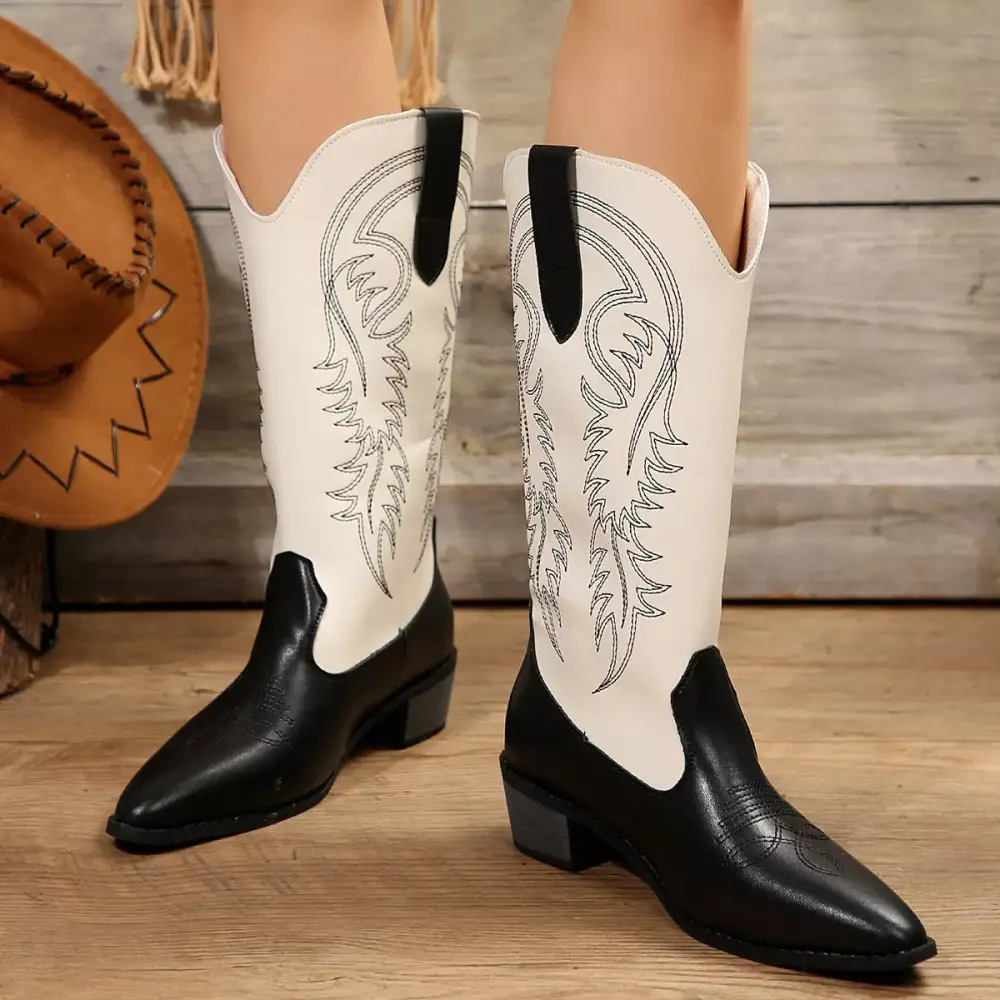 Point Toe Block Heels Boots