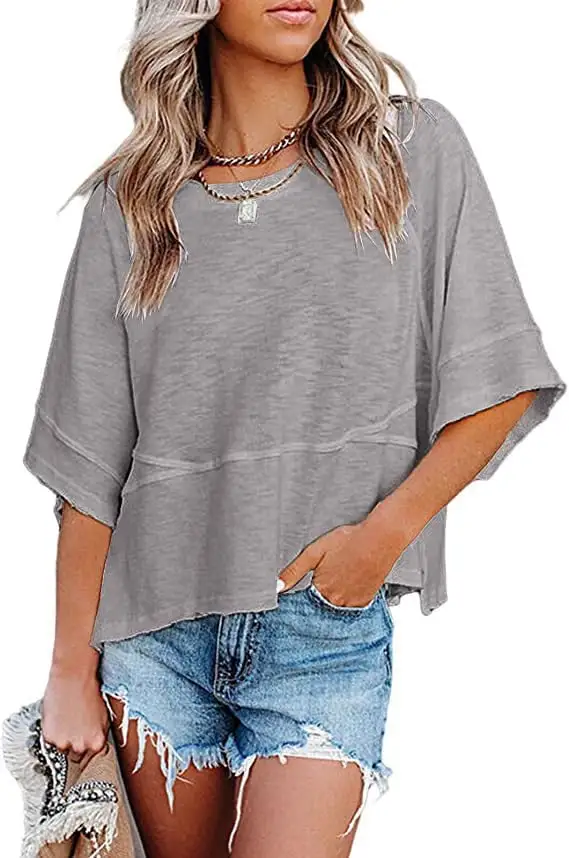 Women's Comfortable Slouchy Short Sleeve T-Shirts - Breathable & Roomy