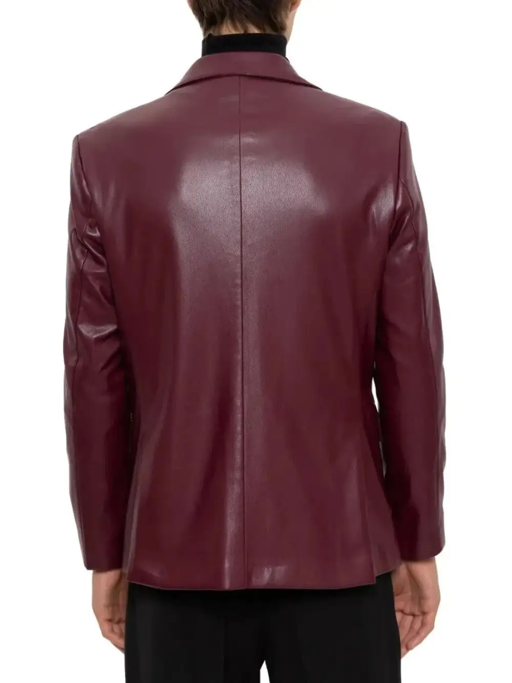 Relaxed Versatile Notched Lapel Leather Blazer